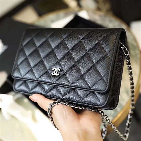 chanel mini wallet on chain black